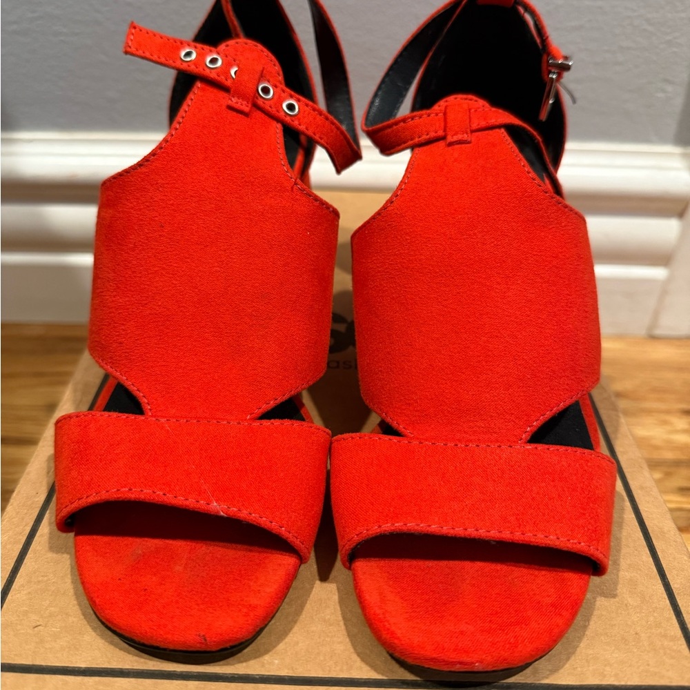 Topshop Bold Red/Orange Heeled Sandals